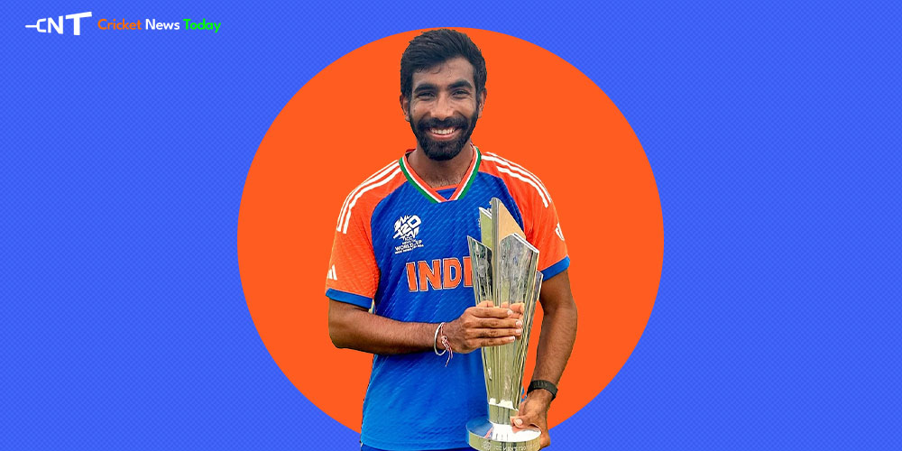 Jaspreet Bumrah with world cup trophy